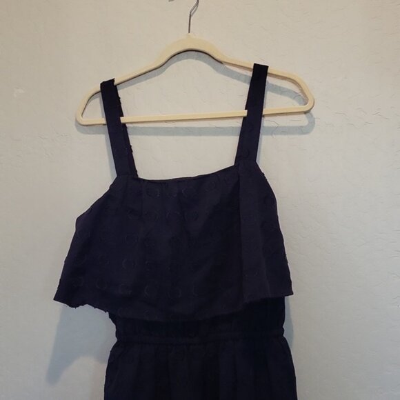 1901 Womens Navy Texture Clip Dot Tie Waist Maxi Sundress Raised Circle Size M - Picture 9 of 15